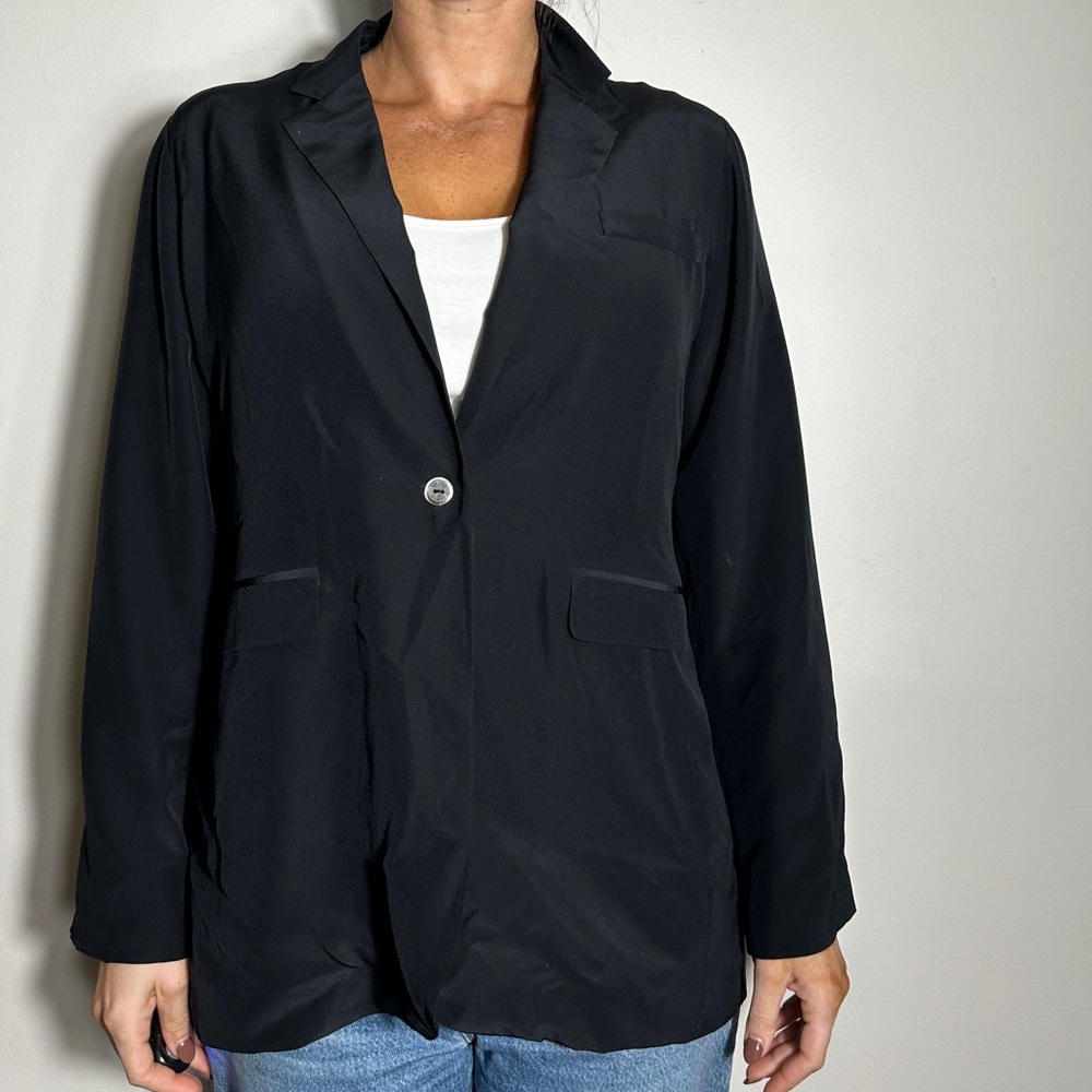 GRANA 100% Silk Black Blazer Size 6